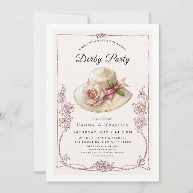 Convites Elegant Spring Hat Garden Party Invitation (Frente)