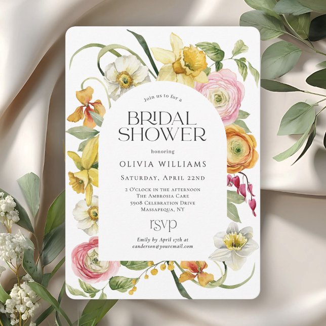 Convites Elegant Spring Watercolor Floral Bridal Shower (Available in both printed and instant download digital formats.)