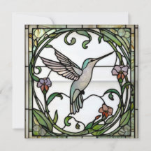 Elegant stain glass art nouveau hummingbird