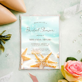 Convites Elegant Starfish Shell Ocean Beach Bridal Shower