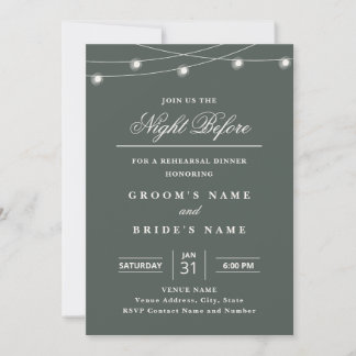 Convites Elegant String Lights Rehearsal Dinner Invitation 