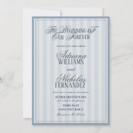 Convites Elegant Striped Blue Wedding Invitation