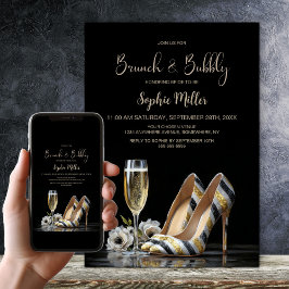 Convites Elegant Striped High Heel Shoes Brunch and Bubbly