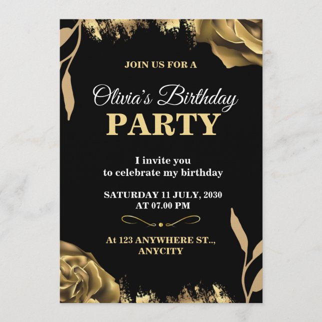 Convites Elegant & Stylish Party Card – CUSTOMIZABLE CARD.  (Frente)