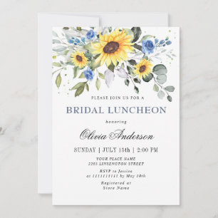 Convites Elegant Sunflowers Eucalyptus BRIDAL LUNCHEON Invi