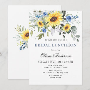 Convites Elegant Sunflowers Eucalyptus BRIDAL LUNCHEON Invi