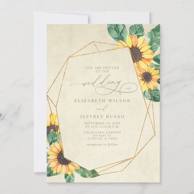 Convites Elegant Sunflowers Garden Floral Wedding (Frente)