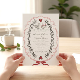 Convites Elegant Swan Love Story Wedding Website Invitation