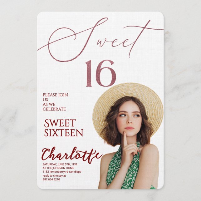 Convites Elegant Sweet 16 Save the Date Birthday (Frente)