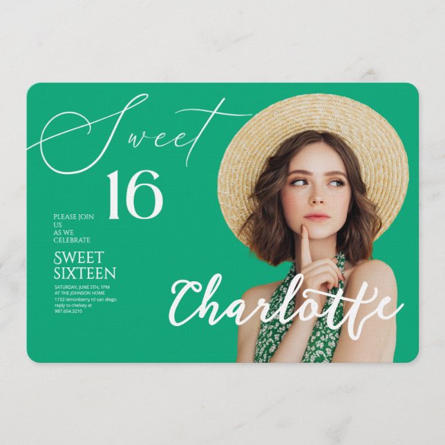 Convites Elegant Sweet 16 Save the Date Birthday (Frente)