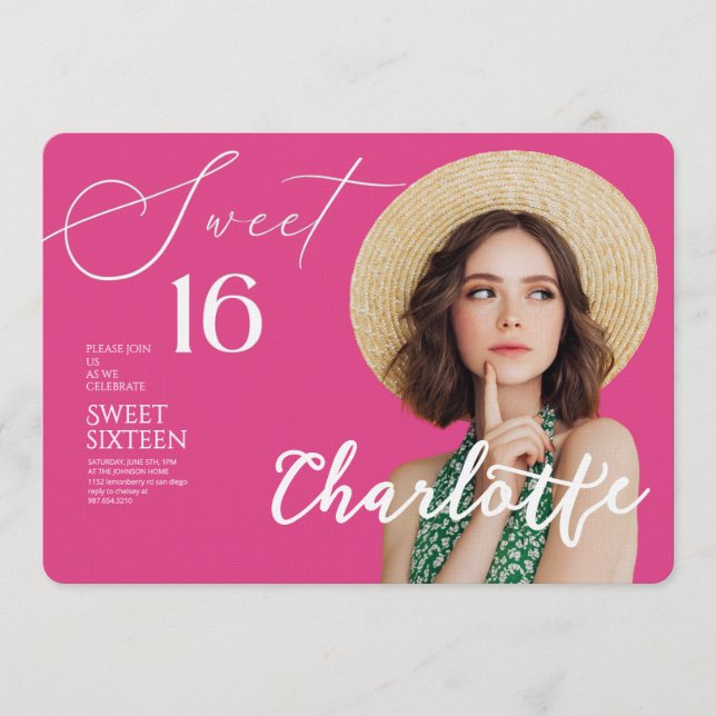 Convites Elegant Sweet 16 Save the Date Birthday (Frente)