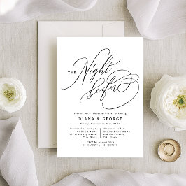 Convites Elegant Swirl Script Simple Rehearsal Dinner