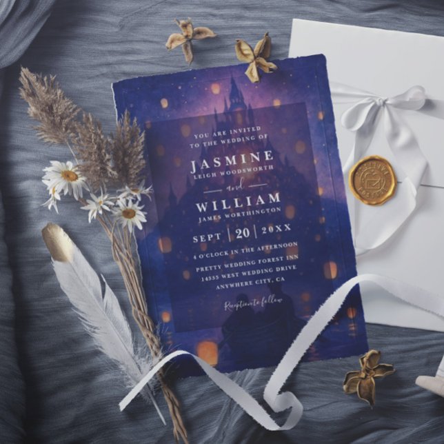 Convites Elegant Tangled Lanterns Budget QR Code Wedding (Criador carregado)