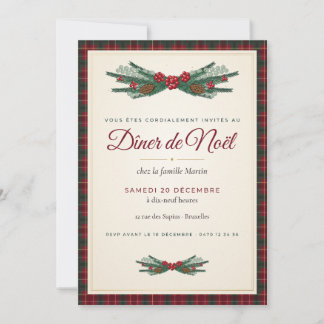 Convites Elegant Tartan Plaid Christmas Dinner Party Invita