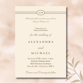 Convites Elegant Taupe Cream Bible Verse Christian Wedding 
