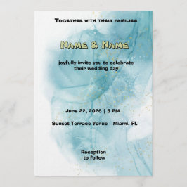 Convites Elegant Teal Watercolor Wedding Invitation
