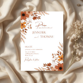 Convites Elegant Terracotta Floral Hand-Drawn Wedding