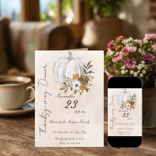 Convites Elegant Thanksgiving Dinner (Criador carregado)