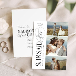 Convites Elegant Timeless Typography 3 photo Engagement