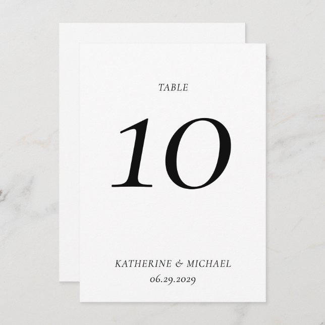 Convites Elegant Timeless White Large Wedding Table Number (Frente/Verso)