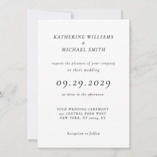 Convites Elegant Timeless White Wedding Invitations