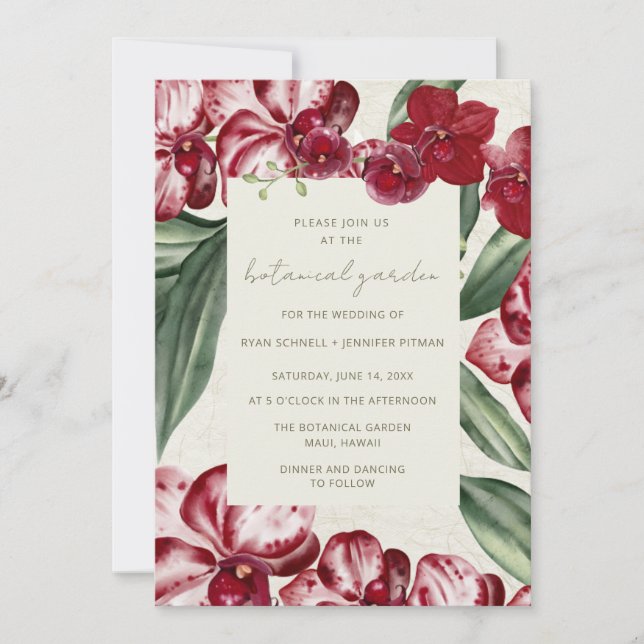 Convites Elegant Tropical Botanical Garden Wedding  (Frente)