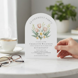 Convites Elegant Tulip Daffodil Arch Retirement Invite
