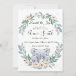Convites Elegant Twin Baby Shower Invitation – Watercolor