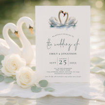 Elegant Two Swans Script Wedding