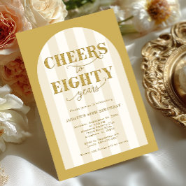 Convites Elegant Typography Cheers 80th Birthday