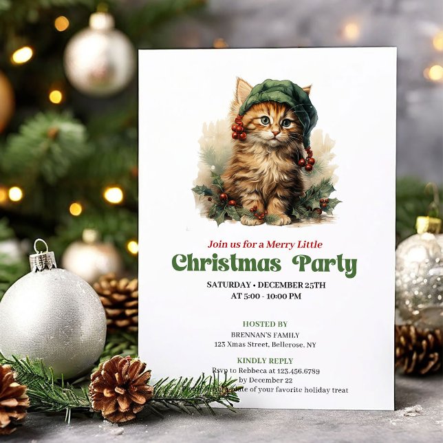 Convites Elegant Victorian Christmas cat party invitation (Elegant Victorian Christmas angel party invitation

)