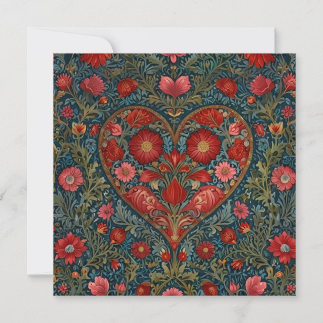 Convites Elegant Victorian Valentines Day heart design (Frente)