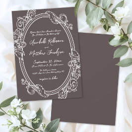 Convites Elegant Vintage Brown Wedding
