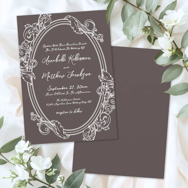 Convites Elegant Vintage Brown Wedding (Elegant Vintage Brown Wedding Invitation )