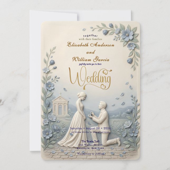 Convites Elegant Vintage Effect Wedding (Frente)