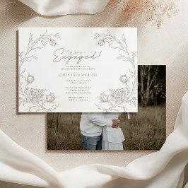 Convites Elegant Vintage Engagement Party Photo Invitation