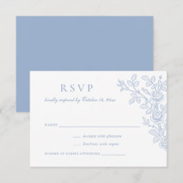 Convites Elegant Vintage Floral Dusty Blue Wedding RSVP