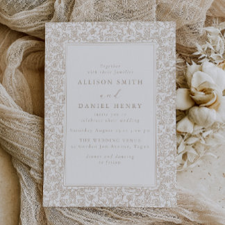 Convites Elegant Vintage Floral Frame Wedding
