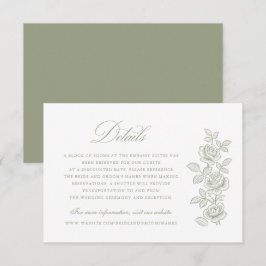 Convites Elegant Vintage Floral Sage Green Wedding Details