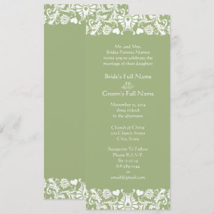 Convites Elegant Vintage Green Damask Wedding Invitations