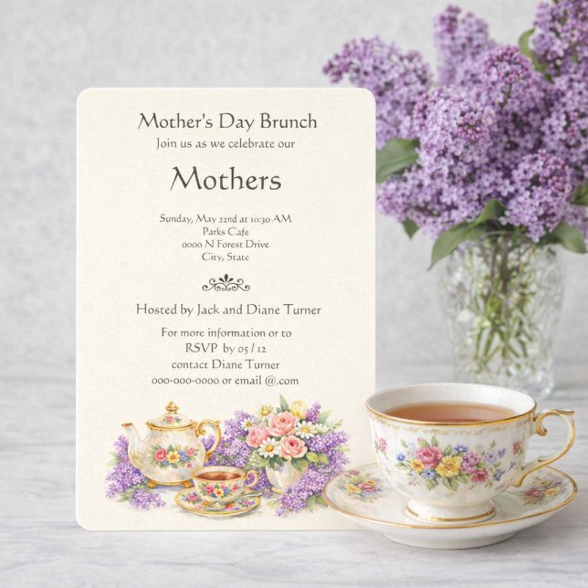 Convites Elegant Vintage Mother's Day Brunch  (Criador carregado)