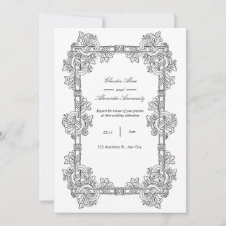 Convites Elegant Vintage Ornate Frame Wedding Invitation
