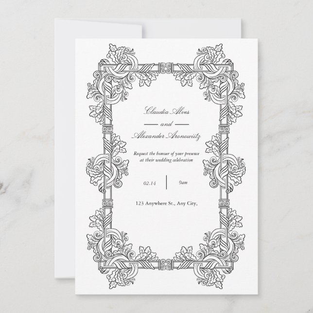 Convites Elegant Vintage Ornate Frame Wedding Invitation (Frente)