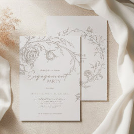Convites Elegant Vintage Sepia Engagement Party Invitation