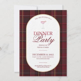 Convites Elegant vintage Tartan Plaid Christmas Invitation