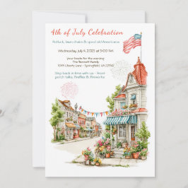 Convites Elegant Watercolor 4th of July Invitation Vintage