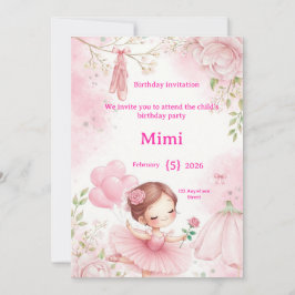 Convites Elegant Watercolor Ballerina Birthday In