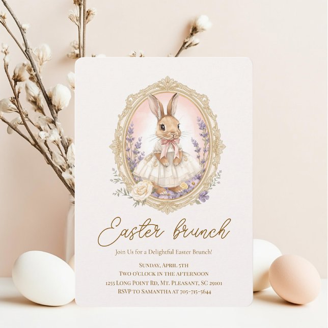 Convites Elegant Watercolor Bunny Easter Brunch  (Criador carregado)