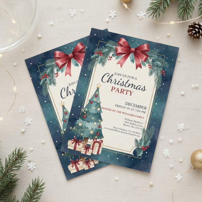 Convites Elegant Watercolor Christmas Party Invitation (Elegant Holiday Party)