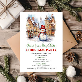 Convites Elegant watercolor Christmas scene party invite